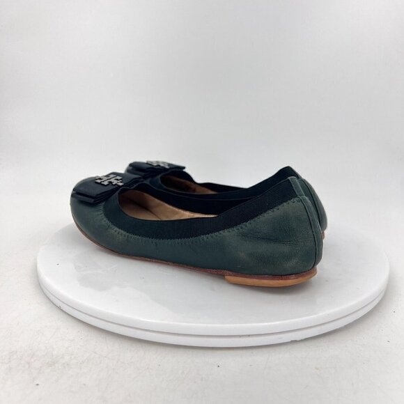 Tory Burch Women Size 7M Green Leather Bow Slip On Elastic Ballet Flat Shoes - Picture 7 of 14